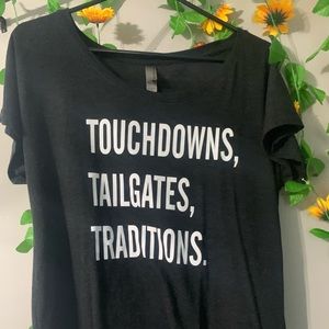 “touchdowns, tailgates, traditions” football shirt